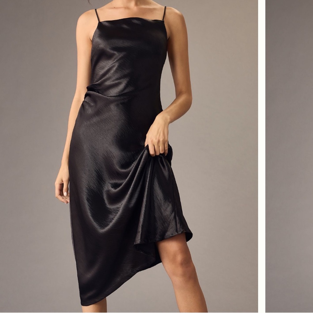 NWT Anthropologie “By Anthropologie Cowl-Neck Slip Dress” black size small S